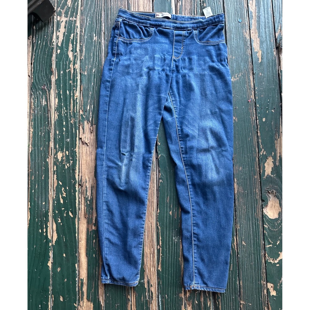 Levis Girls Pull On Jeggings Medium Wash Blue Denim Stretch Pants Size 16